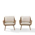 Crosley Landon Wicker Patio Chair in Light Brown and Oatmeal (Set of 2)