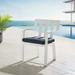 Modway Baxley Stackable Outdoor Patio Aluminum Dining Armchair in White Navy