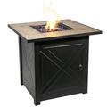 Teamson Home Outdoor Square 30 Propane Ceramic Gas Fire Pit with Steel Base Black/Stone