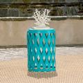 Aubriella Outdoor 14 Inch Diameter Iron Side Table Teal