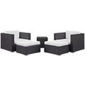 Hawthorne Collection 5 Piece Outdoor Sofa Set in Espresso and White