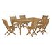 Modway Marina 7 Piece Outdoor Patio Teak Outdoor Dining Set in Natural