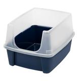 IRIS USA Open Top Cat Litter Box with Shield Navy