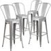 Flash Furniture Lily Commercial Grade 4 Pack 30 High Silver Metal Indoor-Outdoor Barstool with Removable Back