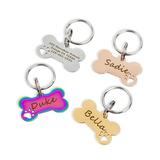 Anavia Stainless Steel Bone Hollow Paw Print Engraved Dog ID Tag Multi-color S