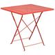 Flash Furniture Oia Commercial Grade 28 Square Coral Indoor-Outdoor Steel Folding Patio Table