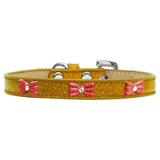 Mirage Pet 633-10 GD20 Red Glitter Bow Widget Dog Collar Gold Ice Cream - Size 20