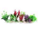 Aquarium Fish Tank Plastic Artificial Ornament Plants Grass Assorted Color 6 in1