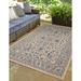 Unique Loom Allover Indoor/Outdoor Botanical Rug Beige and Blue/Blue 2 2 x 3 1 Rectangle Border Traditional Perfect For Patio Deck Garage Entryway