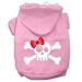 Mirage Pet Products Skull Crossbones Bow Screen Print Pet Hoodies Size 16 Light Pink