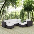 Modway Convene 6-Piece Aluminum and Rattan Patio Sectional Set in Espresso/White