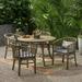 Ayan Outdoor 4 Seater Acacia Wood Circular Dining Set Gray Finish and Dark Gray