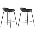 Homelala - Set of 2 Black 25 Seat Height Black Molded Plastic Bar Stool Modern Barstool Counter Stools with Backs and armless Metal Legs