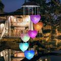 EpicGadget Heart Solar Light Solar Heart Wind Chime Color Changing Outdoor Solar Garden Decorative Lights for Walkway Pathway Backyard Christmas Decoration Parties (Heart Shape)