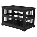 Zoovilla Slide Aside Pet Crate and End Table Pet Kennel Pet Crate Furniture Black Medium