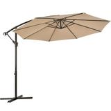 Costway 10 Hanging Umbrella Patio Sun Shade Offset Outdoor Market W/t Cross Base Beige