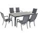 Hanover Tucson 7-Piece Dining Set with 6 Padded Sling Chairs and a Faux Wood Dining Table