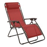 BrylaneHome Outdoor Zero Gravity Lawn Chair Foldable Patio Recliner Anti Gravity Lounge Chair w/Pillow for Outdoor Camp Poolside Backyard Beach (250 Lb Capacity) - Geranium