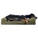 FurHaven Pet Products Faux Fur & Velvet Memory Top Sofa Pet Bed for Dogs & Cats - Dark Sage Large