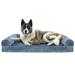 FurHaven Pet Products Faux Fur & Velvet Cooling Gel Memory Foam Sofa-Style Pet Bed for Dogs & Cats - Harbor Blue Jumbo