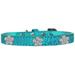 Mirage Pet 720-12 TQC16 Silver Flower Widget Croc Dog Collar Turquoise - Size 16