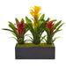 Nearly Natural 6954-YR Bromeliads in Rectangular Planter Yellow with Red