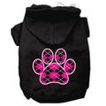 Mirage Pet Products Argyle Paw Pink Screen Print Pet Hoodies Black Size Lg