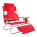 Ostrich Deluxe 3N1 Lightweight Outdoor Beach Lounge Chair w/Footrest Red