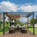 Paragon Outdoor 11 x 11 Florence Aluminum Pergola in Grey with Adjustable Cocoa Canopy