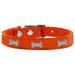 Mirage Pet Products Bone Widget Genuine Leather Dog Collar Size 14 Orange/Silver