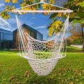 Hammock Chair Cotton Hanging Rope Air/Sky Chair Swing for Indoor Outdoor Garden Yard Beige