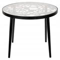 LeisureMod Devon Tree Design Glass Top Aluminum Base Indoor Outdoor End Table