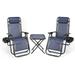 Lacoo Zero Gravity Chair Set with Table and Cup Holders Adjustable Lounge Chair for Poolside Yard and Patio Blue