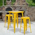 Flash Furniture 4 Pack Commercial Grade 30 High Backless Yellow Metal Indoor-Outdoor Barstool with Square Seat