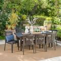 Zaylee Outdoor 9 Piece Wicker Dining Set Multi Brown