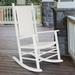 Porch & Den Hampton Genuine Hardwood Rocking Chair with Weather-Resistant Woven Wicker Back White