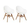 Amazonia Deluxe Hawaii 4 Piece Patio Dining Chairs White with light Teak Finish