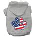 Mirage Pet 62-17-01 XXXLGY Patriotic Paw Screen Print Pet Hoodie Grey - 3XL