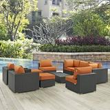 Modway Sojourn 10 Piece Outdoor Patio SunbrellaÂ® Sectional Set in Canvas Tuscan