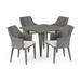 GDF Studio Wos Outdoor Wicker 5 Piece Dining Set with Cushion Gray and Light Gray