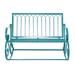 DecMode Metal Rocking Outdoor Bench Teal