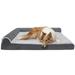 FurHaven Pet Products Two-Tone Faux Fur & Suede Cooling Gel Top Deluxe Chaise Lounge Pet Bed for Dogs & Cats - Stone Gray Jumbo Plus