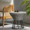 Julian Outdoor Wicker Side Table Grey