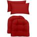 RSH DÃ©cor Indoor Outdoor Set of 2 U-Shape Cushions and 2 Lumbar Pillows Large Red