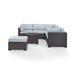 Crosley Furniture Biscayne 5 Piece Metal Patio Sectional Set in Brown/Blue