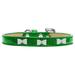 Mirage Pet 633-6 EG16 White Bow Widget Dog Collar Emerald Green Ice Cream - Size 16