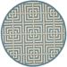 SAFAVIEH Courtyard Ariana Geometric Indoor/Outdoor Area Rug 6 7 x 6 7 Round Blue/Bone