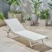 Noble House Salton Outdoor Aluminum and Mesh Chaise Lounge White