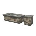 Keegan Outdoor 56 Inch Light Weight Concrete Rectangular Fire Pit and Tank Holder Mixed Brown