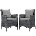 Modway Summon 2 Piece Outdoor Patio SunbrellaÂ® Dining Set in Canvas Gray